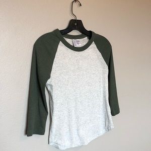 NWOT • H&M • Green Varsity Top • 3/4 Sleeves